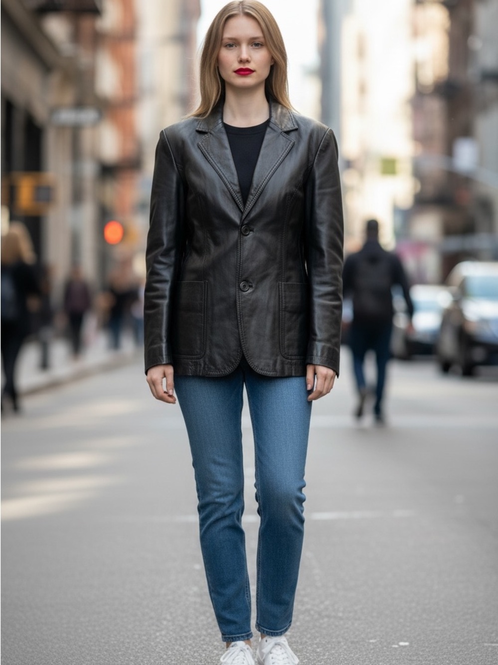 Dolce & Gabbana Black Leather Blazer Jacket